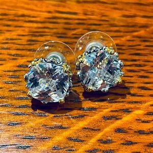 Silver and Gold Tone Cubic Zirconia Earrings